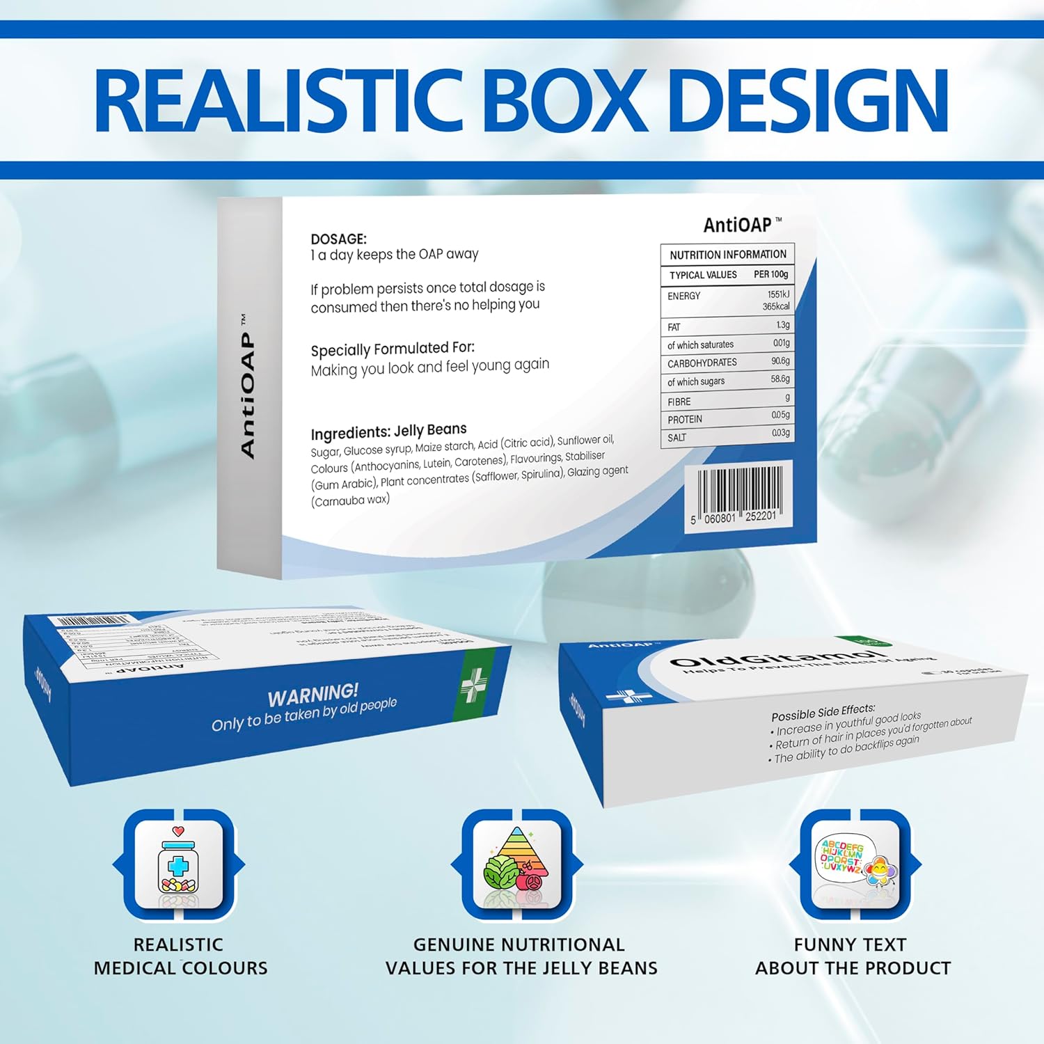 Funny Secret Santa Gifts Rude Joke Pill Tablets Box Oldgitamins Prank with Jelly Beans Sweets Gifts for Dad Men Him Christmas Stocking Filler April Fools Day Birthday Gifts Rude Presents for Boyfriend - Image 2