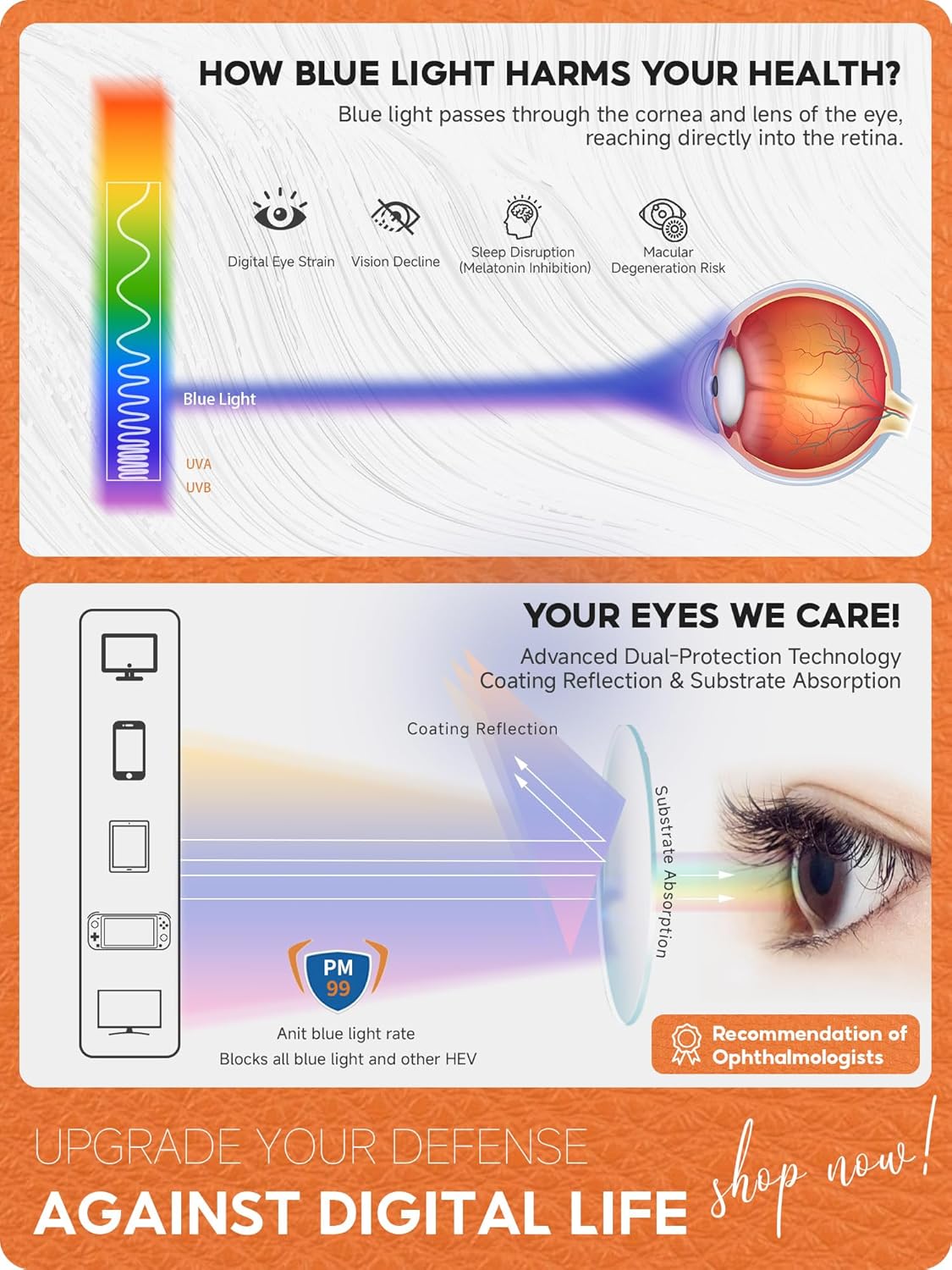 Blue Light Glasses Womens, Fashion Cat Eye Anti Blue Light Blocking Eyeglasses, TR90 Bluelight Glasses for Computer & Gaming & Screen Use, Reduce Eye Strain & Improve Sleep - Image 4