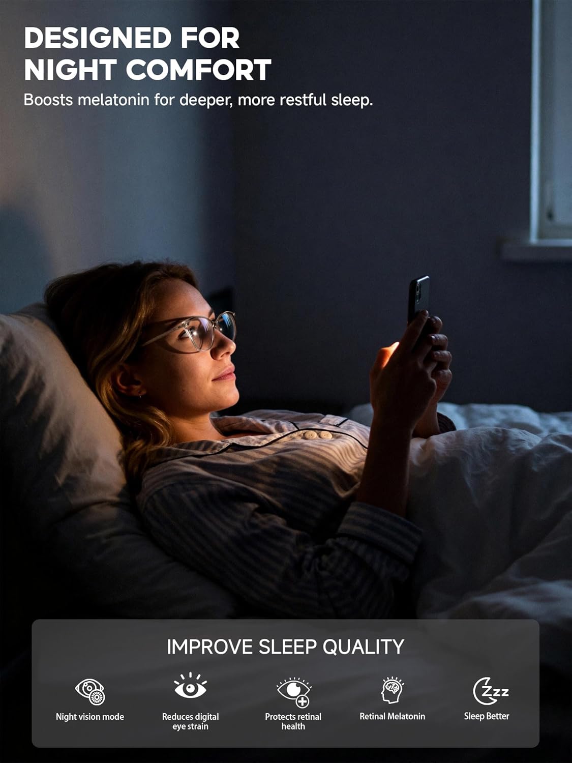 Blue Light Glasses Womens, Fashion Cat Eye Anti Blue Light Blocking Eyeglasses, TR90 Bluelight Glasses for Computer & Gaming & Screen Use, Reduce Eye Strain & Improve Sleep - Image 6