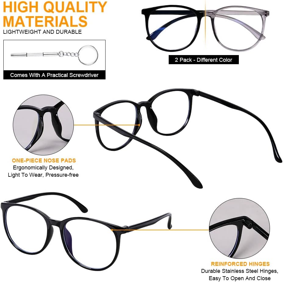 URAQT Blue Light Blocking Glasses, Women Men Fashion Computer Screen Gaming TV Phones Anti Eyestrain & UV Glare Glasses, Anti Glare Headache Eyes Strain Glasses with Blue Light Filters - Image 3