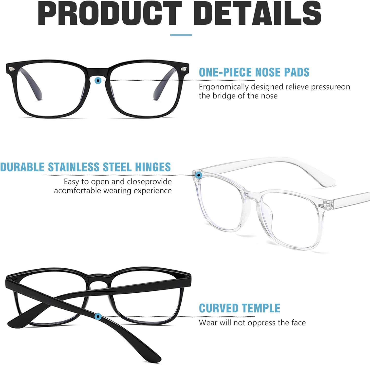 2Pcs blue light glasses | Blue Light Blocking Glasses | Bue Light Glasses| Fake Glasses | Blue Light Glasses Womens | Blue Light Glasses Men - Image 3