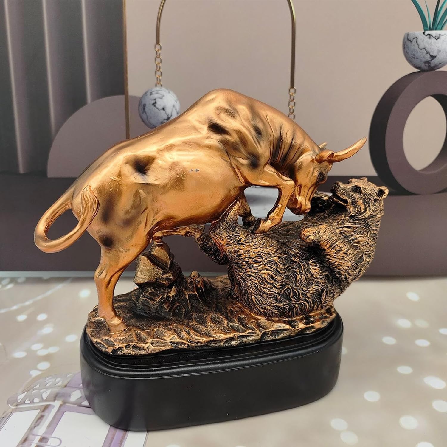 Bull and Bear Figurine - Wall Street Bull and Bear Resin Statue, Symbol Display | Desk Decor for Stock Market Enthusiasts for Men, Traders, Workplace Accent, or Home Financial Ornam - Image 5