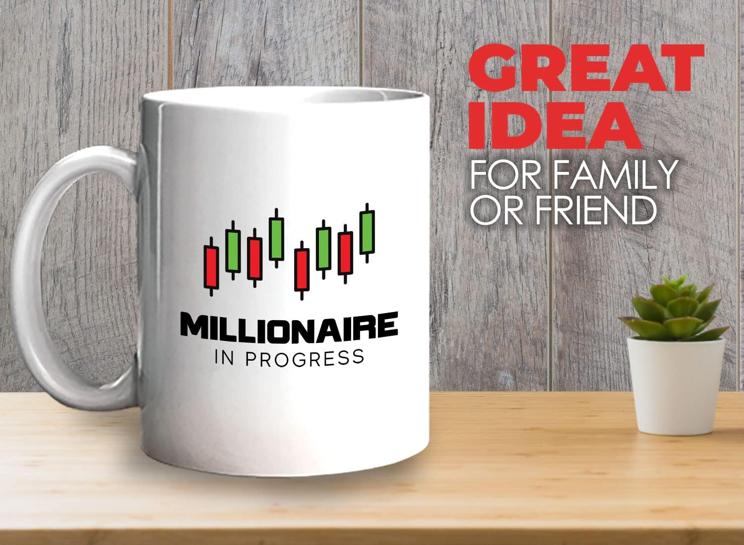 The Best Mug Stock Trader Coffee Mug 11oz White - Millionaire in Progress - Trading Inspirational Day Trader Stock Market Brokers Bull Market Digital Currency - Image 2