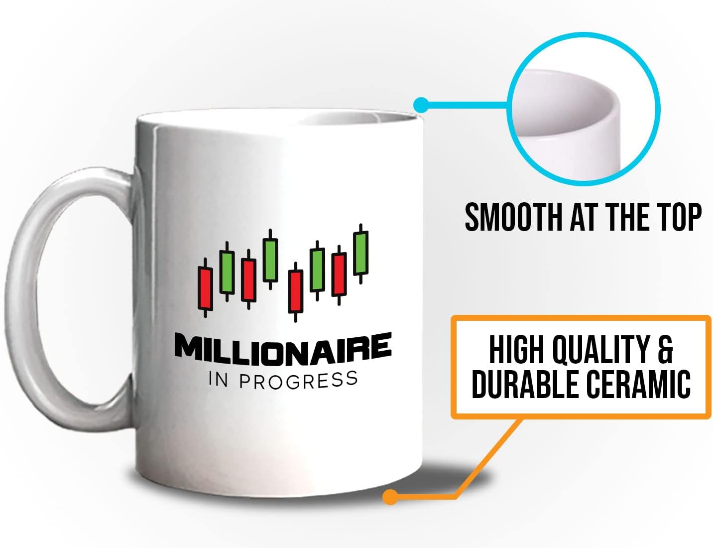 The Best Mug Stock Trader Coffee Mug 11oz White - Millionaire in Progress - Trading Inspirational Day Trader Stock Market Brokers Bull Market Digital Currency - Image 5