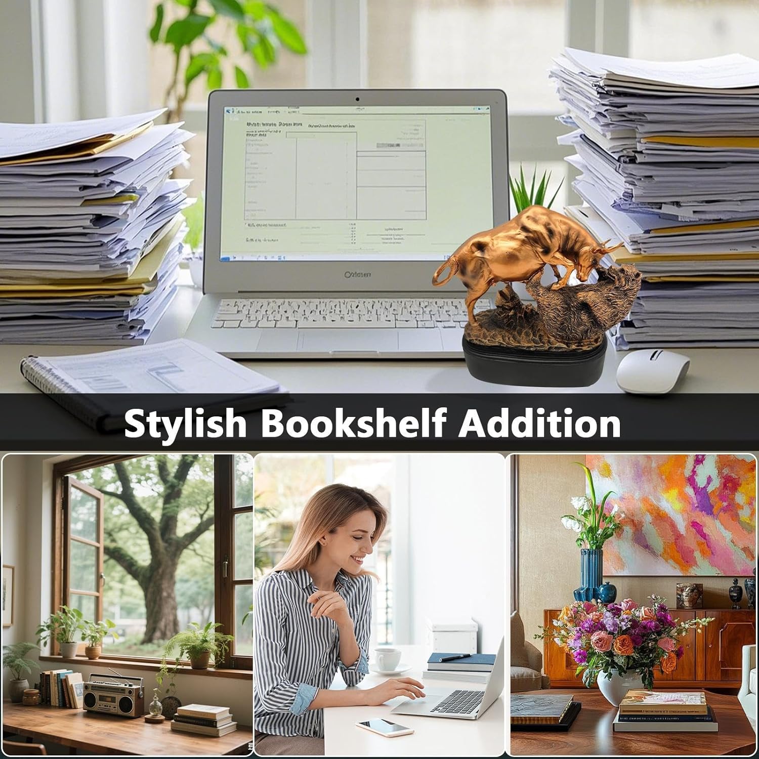 Wall Street Bull,Wall Street Stock Market Bull Statue | Resin Tabletop Ornament Versatile Men Offices Decoration for Workplace Enhancement - Image 4