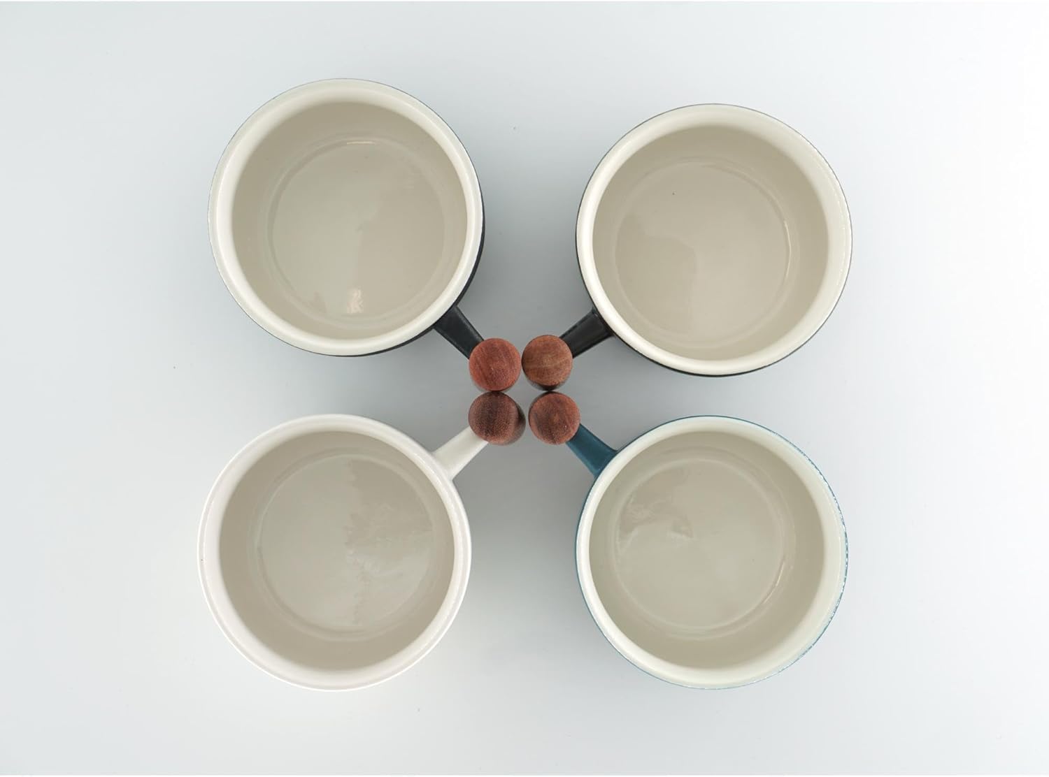 170ml Ceramic Espresso Cups with Wooden Handle, Small Coffee Cups for Latte Cappuccino, Tea Cups Set of 4 - Image 7