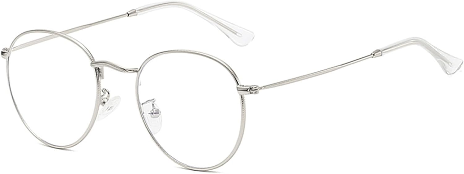 Round Blue Light Blocking Glasses - Fashion Clear Lens Fake Circle Computer Gaming Eye Glasses Womens Mens Anti Blue Light