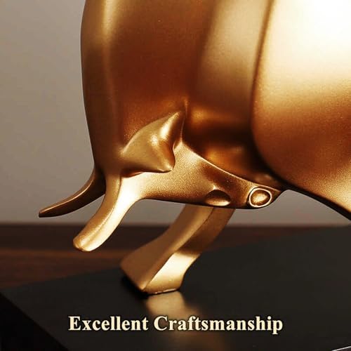 Bull Statue, Feng Shui Wall Street Bull Sculpture, Stock Market Figurine, Office Desk Decor, Stock Trading Gift, Gold Bull for Home Decor and TV Stand - Image 3