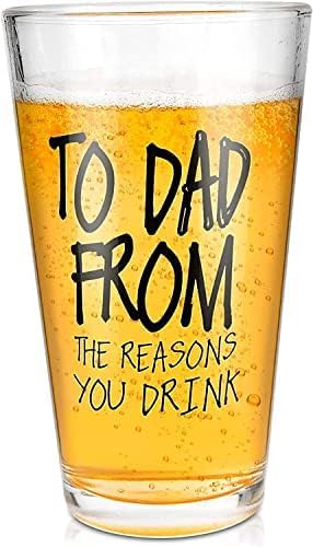 Fathers Day Cup Gifts for Dad from Daughter Son 16OZ Beer Glasses, Dad Christmas Gifts for Husband Men on Christmas Birthday Fathers Day Anniversary