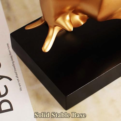 Bull Statue, Feng Shui Wall Street Bull Sculpture, Stock Market Figurine, Office Desk Decor, Stock Trading Gift, Gold Bull for Home Decor and TV Stand - Image 5
