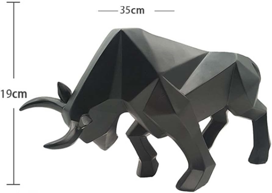 Bull Statue, 14 inches Resin Bulls Sculpture, Home Decor Stock Market Lucky Statues, Abstract Figurine Business Home Decoration Modern Accessories (Black). - Image 2