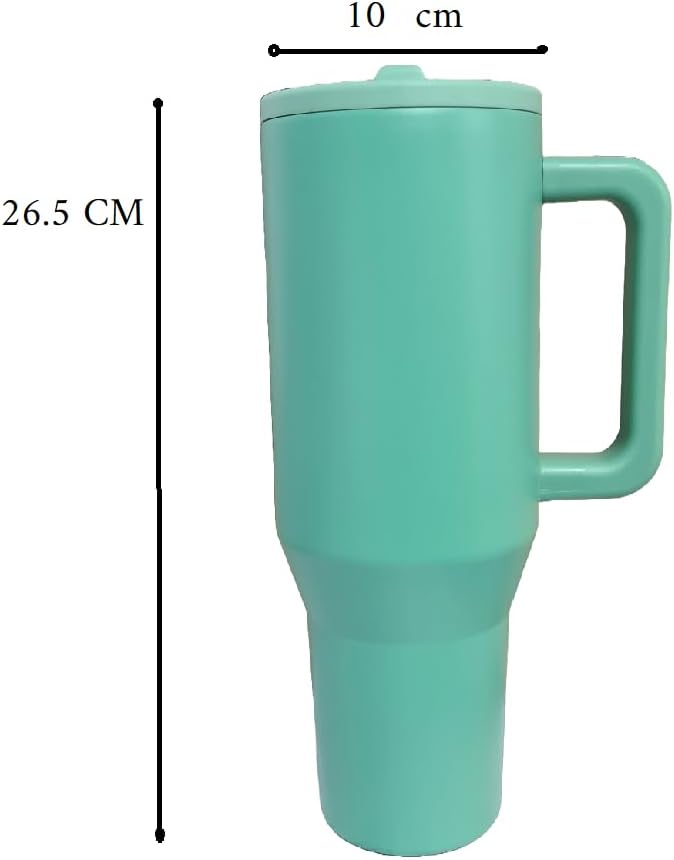 ThreeRs Hydro Vacuum Insulated Stainless Steel Travel Mug, Tumbler with Handle Straw, 1.13L, with Handle, Flip Straw, Leak-Proof Lid, Rubber Base, Keeps Drinks Hot or Cold for 24 Hours (Honeydew) - Image 4