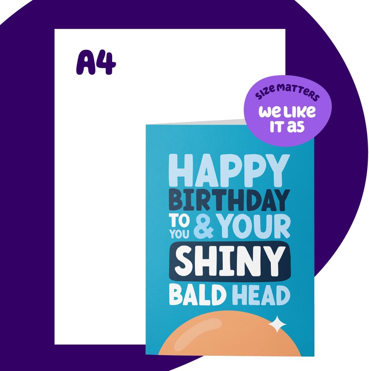 Rude Birthday Card for Him - Shiny Bald Head - Funny Birthday Card for Men - For Dad, Brother, Best Mate, Best Friend, Colleague - Image 4