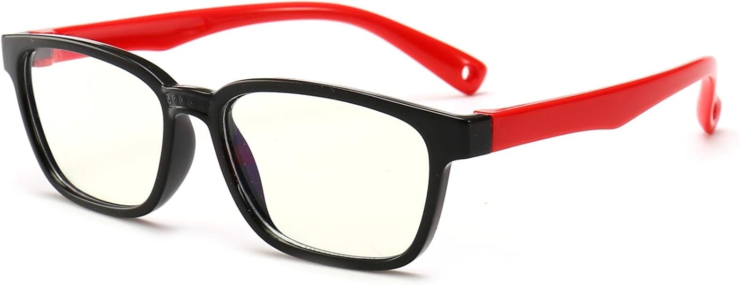 Anti Blue Light Glasses for Kids Computer Glasses,UV Protection Anti Glare Eyeglasses Computer Glasses Video Gaming Glasses for Children (Black-red)