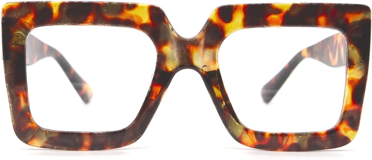 LJCZKA Blue Light Blocking Glasses for Women Oversized Square Anti Blue Light Glasses Big Thick Frame Chunky Computer Gaming Anti Glare Eyeglasses - Image 2