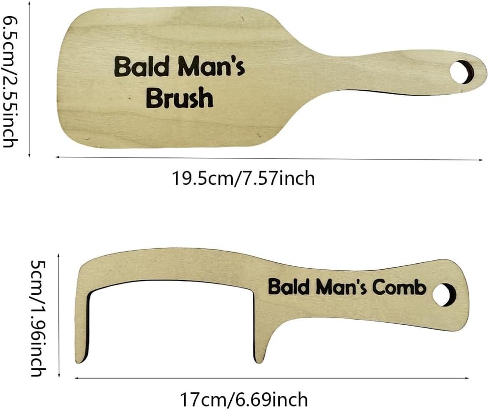 Bald Man Comb Joke Set, Funny Hairless Combing Brush Gag Gifts for Men, Humorous Toothless Combs Blad Mans Brush for Trick Friends Gift - Image 2