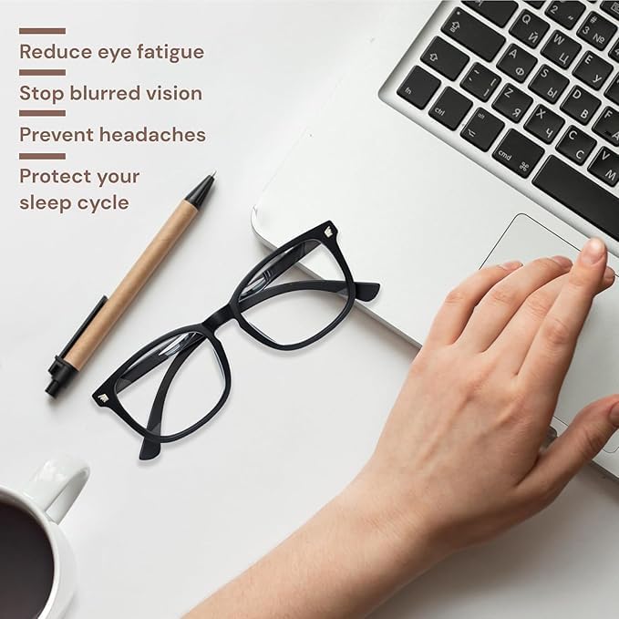 3 PCS Blue Light Blocking Glasses, Anti Eyestrain & UV Glare Glasses for Women Men, Computer Screen Filter Anti Headache Gaming Glasses Non-Prescription Lens - Image 4