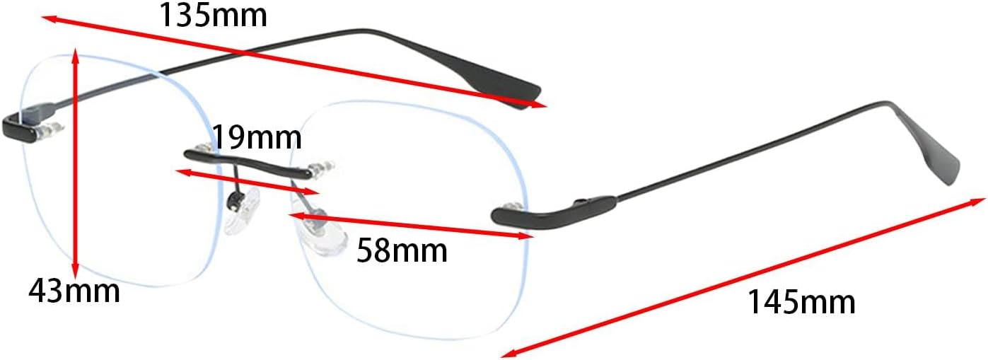 Rimless Glasses, Men's Anti-Blue Light Flat Mirror, Leisure Work Screens - Image 3