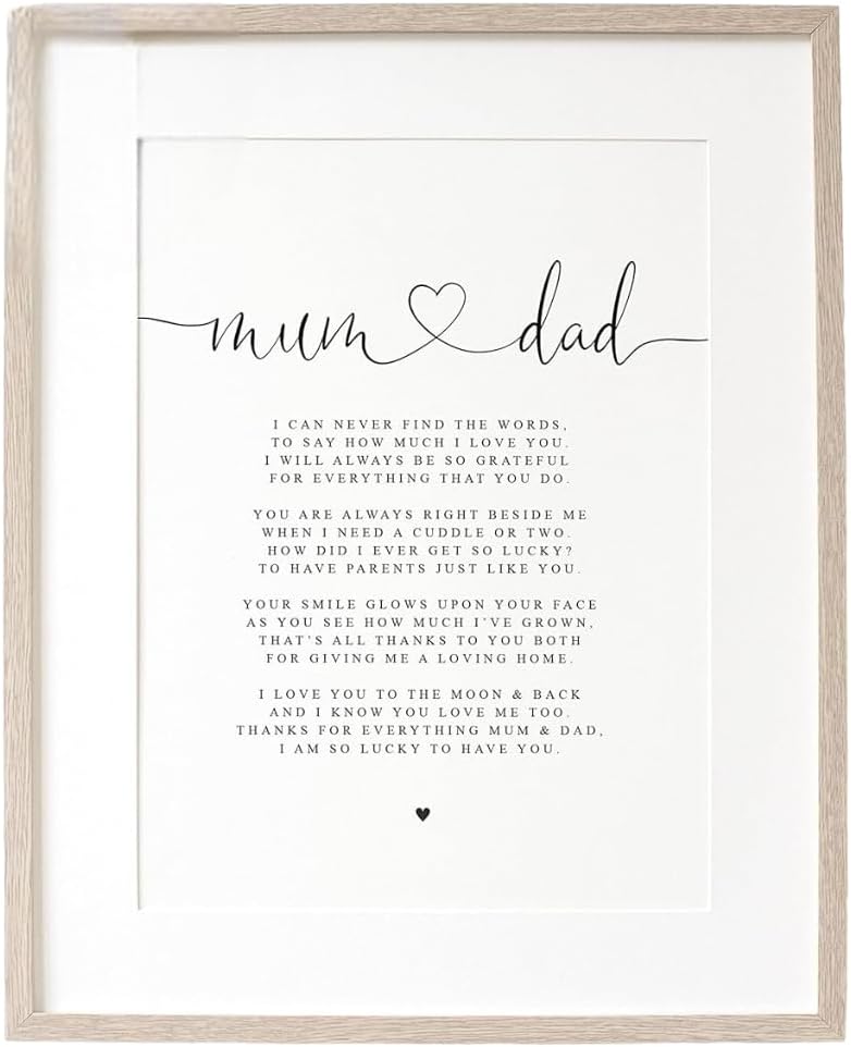 Lula Design Mum and Dad Poem A4 or A5 Print Unframed Print - Gift Mum and Dad, Gift for Parents, Thank you Gift for Parents from children or child (Size: A4-29.7cm x 21cm, Style: From Child)