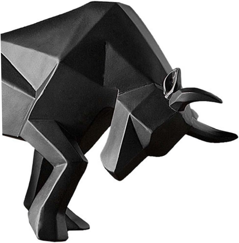Bull Statue, 14 inches Resin Bulls Sculpture, Home Decor Stock Market Lucky Statues, Abstract Figurine Business Home Decoration Modern Accessories (Black). - Image 4