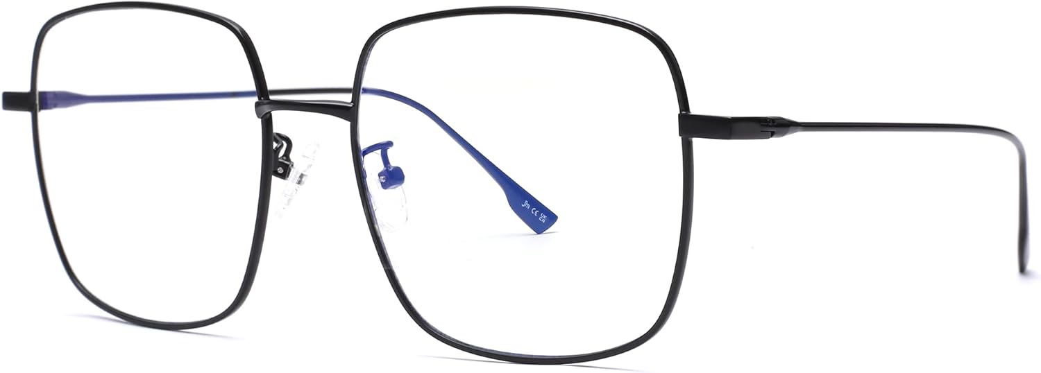 JM Blue Light Blocking Gaming Glasses Square UV400 Protection Metal Optical Computer Eyeglasses Anti Glare Eye Strain Men Women