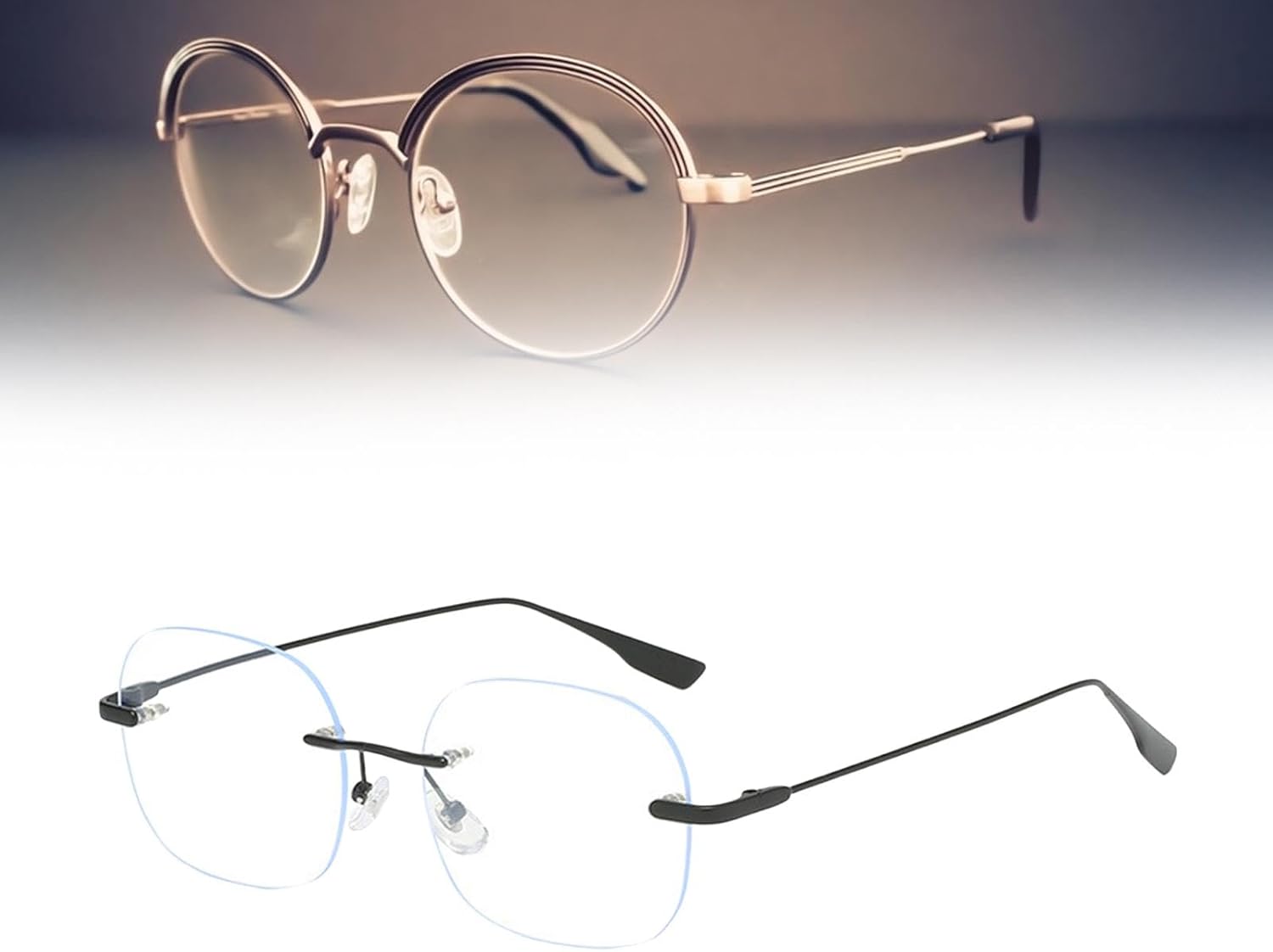 Rimless Glasses, Men's Anti-Blue Light Flat Mirror, Leisure Work Screens - Image 2