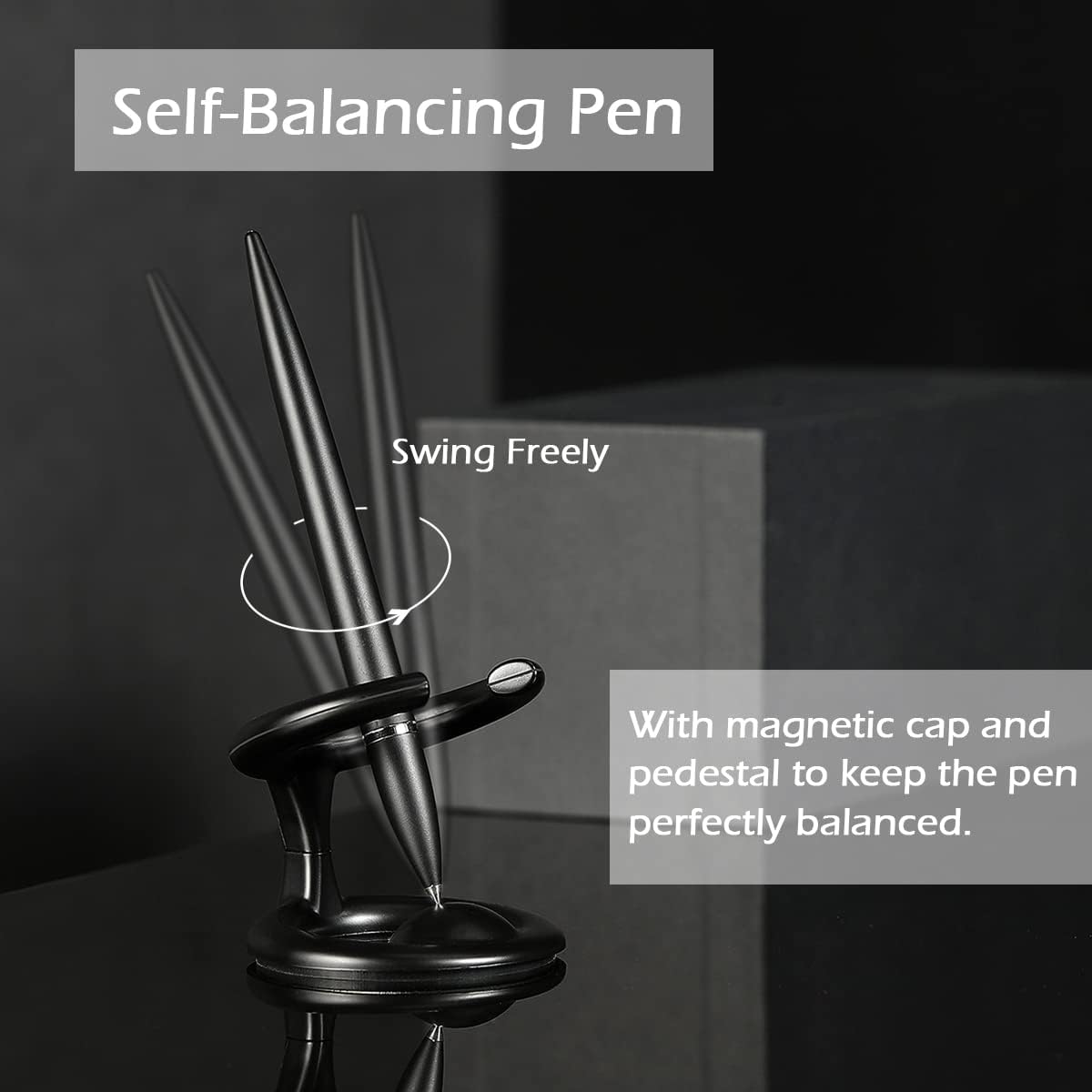 Magnetic Levitating Rollerball Gel Pen,Futuristic Fancy Luxury Floating Cool Space Fidget Pen,Office Desk Toy Gadgets Decor Accessories,Birthday Leaving Unique Gifts for Men Adults (Black) - Image 3
