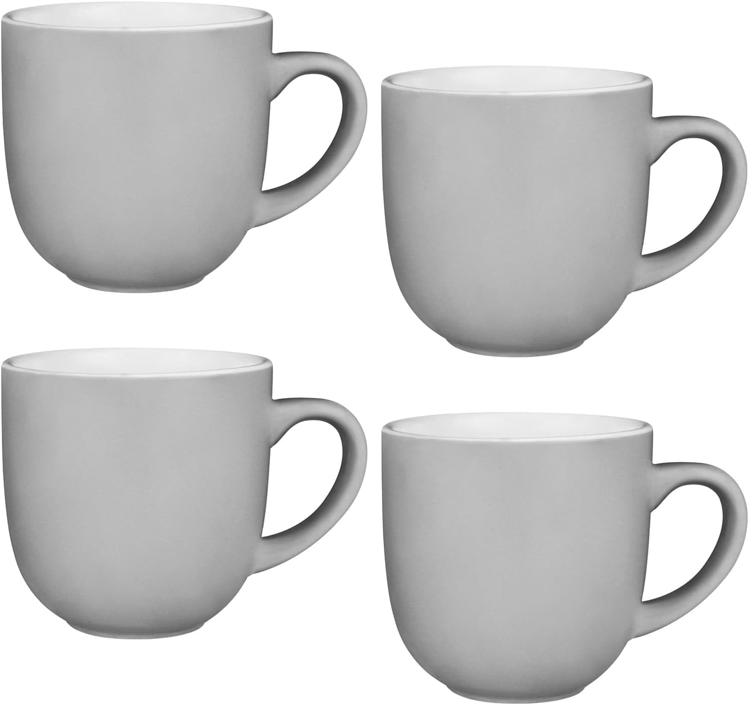 Tok Mark Traders Everyday Glossy Set of 4 Tea Coffee Mugs Cups Kitchenware Quality Stoneware Hot Drink Mug Set - Grey