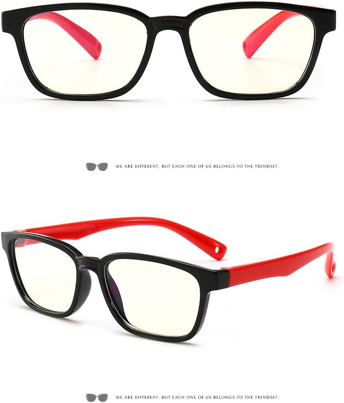 Anti Blue Light Glasses for Kids Computer Glasses,UV Protection Anti Glare Eyeglasses Computer Glasses Video Gaming Glasses for Children (Black-red) - Image 2