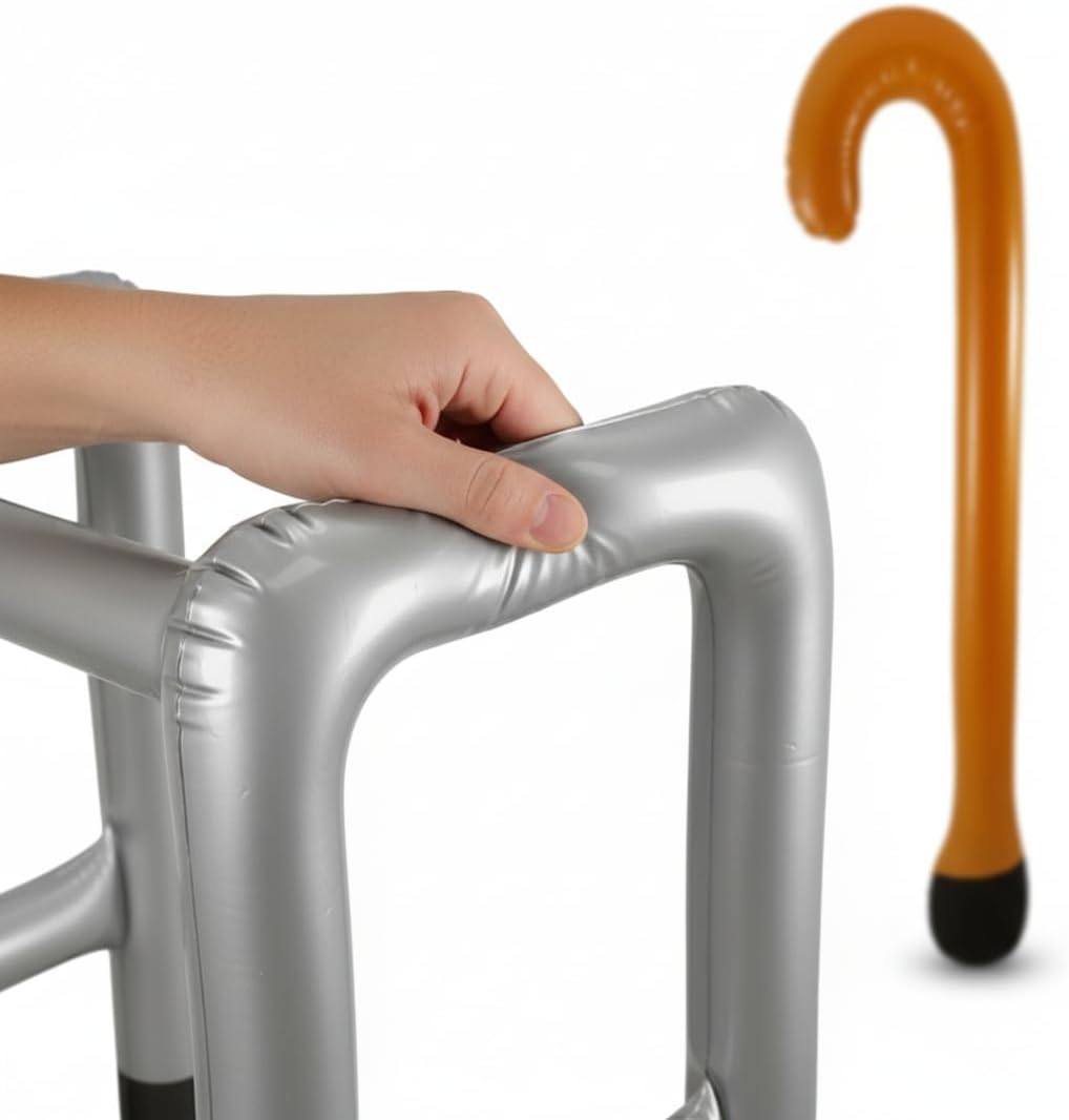 Inflatable Zimmer Frame and Walking Stick Set - Blow Up Walking Frame - Funny Retirement Party Prop, Fancy Dress Gag Joke Toy, Inflatable Zimmer Joke Gift - Image 3