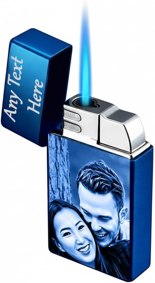 Christmas Personalised Engraved Flame Lighter for Men - Custom Photo & Text for Dads, Husbands, GrandDads,Boyfriends - Stylish Gift Idea Black,Silver & Gold (Black)