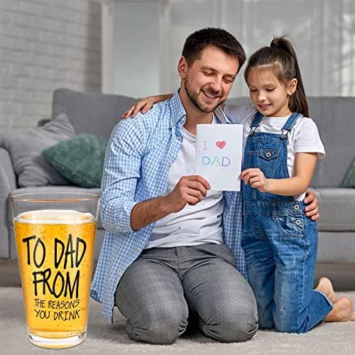 Fathers Day Cup Gifts for Dad from Daughter Son 16OZ Beer Glasses, Dad Christmas Gifts for Husband Men on Christmas Birthday Fathers Day Anniversary - Image 8