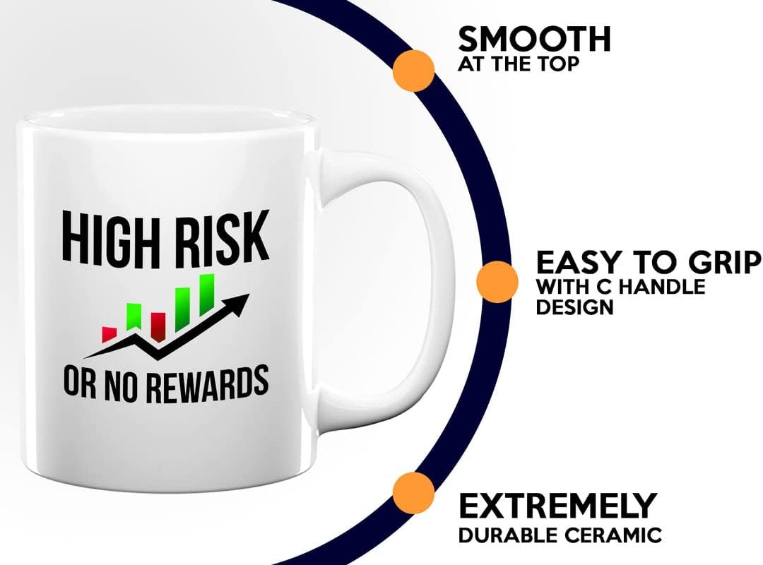 Stock Trader Coffee Mug 11oz White - High Risk Or No Rewards - Trading Buying Planner Office Investor Agent Hold Financial Markets Profit - Image 4
