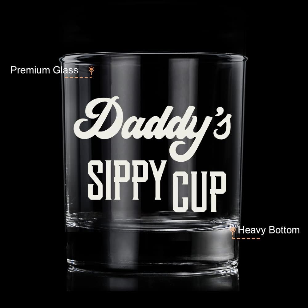 LIGHTEN LIFE Daddy's Sippy Cup Whiskey Glass 340ml,Unique Dad Gift in Valued Wooden Box,Funny Gag Gift for New Dad,Father from Das Daughter Kids for Father's Day,Birthday - Image 4