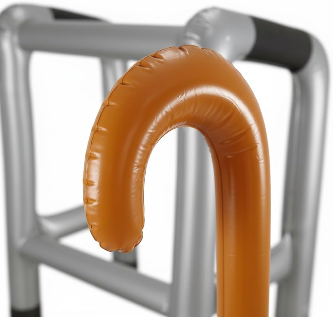 Inflatable Zimmer Frame and Walking Stick Set - Blow Up Walking Frame - Funny Retirement Party Prop, Fancy Dress Gag Joke Toy, Inflatable Zimmer Joke Gift - Image 5