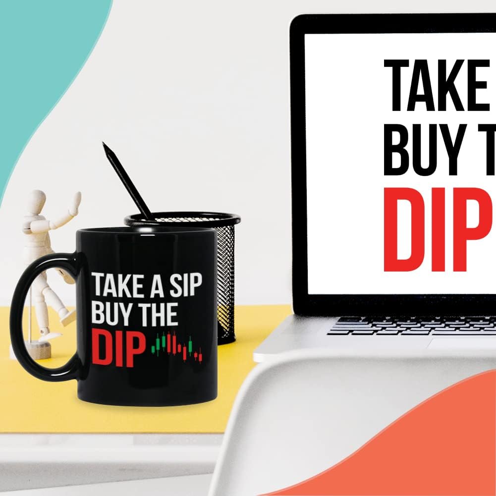 Bubble Hugs Stock Trader Coffee Mug 11 oz, Take A Sip Buy The Dip Stock Market Gift Cup Funny Idea for Traders Brokers Financial Adviser Investor, Black - Image 6