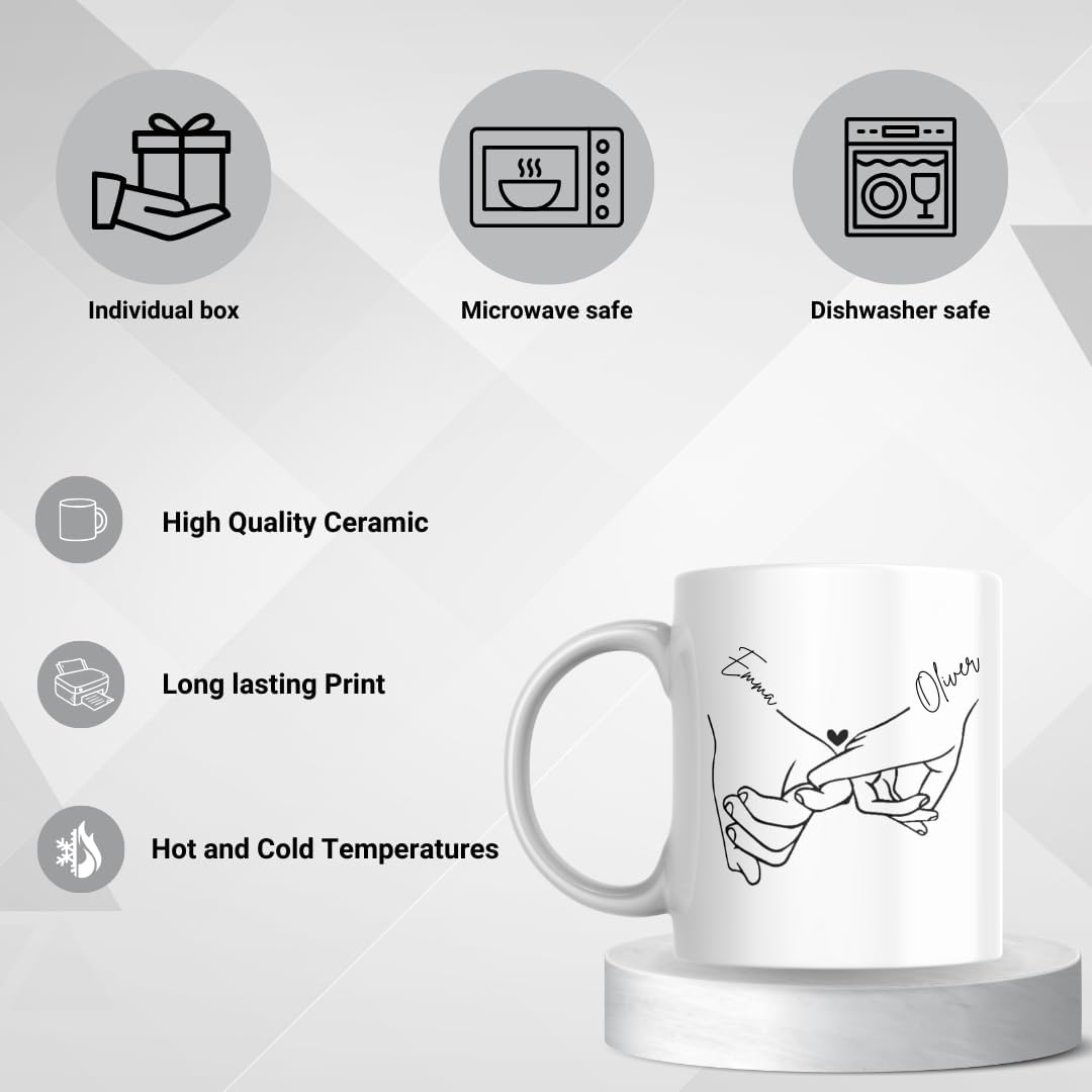 SUBLIX Custom Couple's Mug | Personalized Love Design with Names | Romantic 11 oz Ceramic Coffee Cup | Gift for Anniversary, Wedding, Valentine's Day, or Special Occasions - Image 2