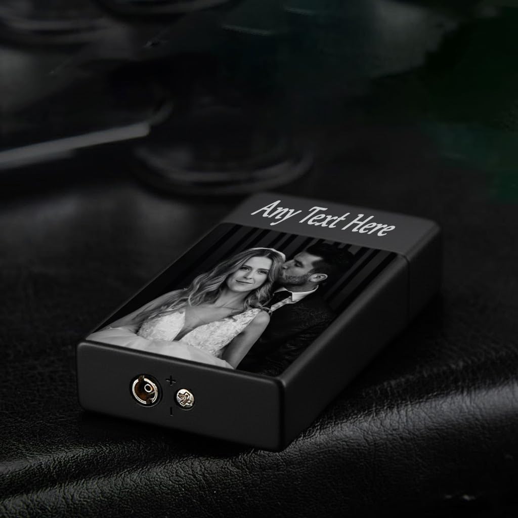 Christmas Personalised Engraved Flame Lighter for Men - Custom Photo & Text for Dads, Husbands, GrandDads,Boyfriends - Stylish Gift Idea Black,Silver & Gold (Black) - Image 6