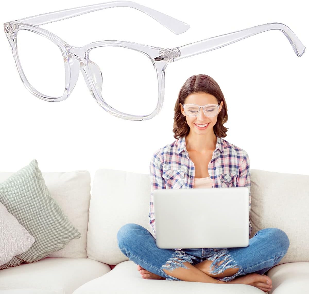 Light Blocking Glasses, Anti Eyestrain UV Glare Blue Light Glasses for Women Reduce Eye Strain Headache for Computer Gaming Pc - Image 2