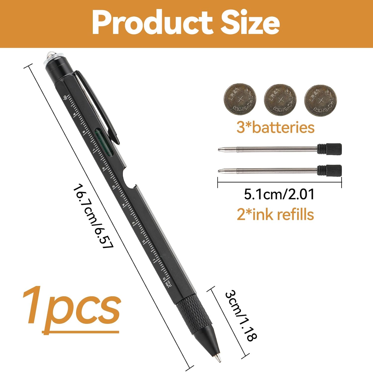 9 in 1 Multi Tool Pen with Stylus, Screwdrivers, Ruler and LED Torch, Tactical Pen Gift Set for Men Pocket Multitool DIY, Office Outdoor Cool Gadgets for Him Dad Xmas Thanksgiving Gifts - Image 7