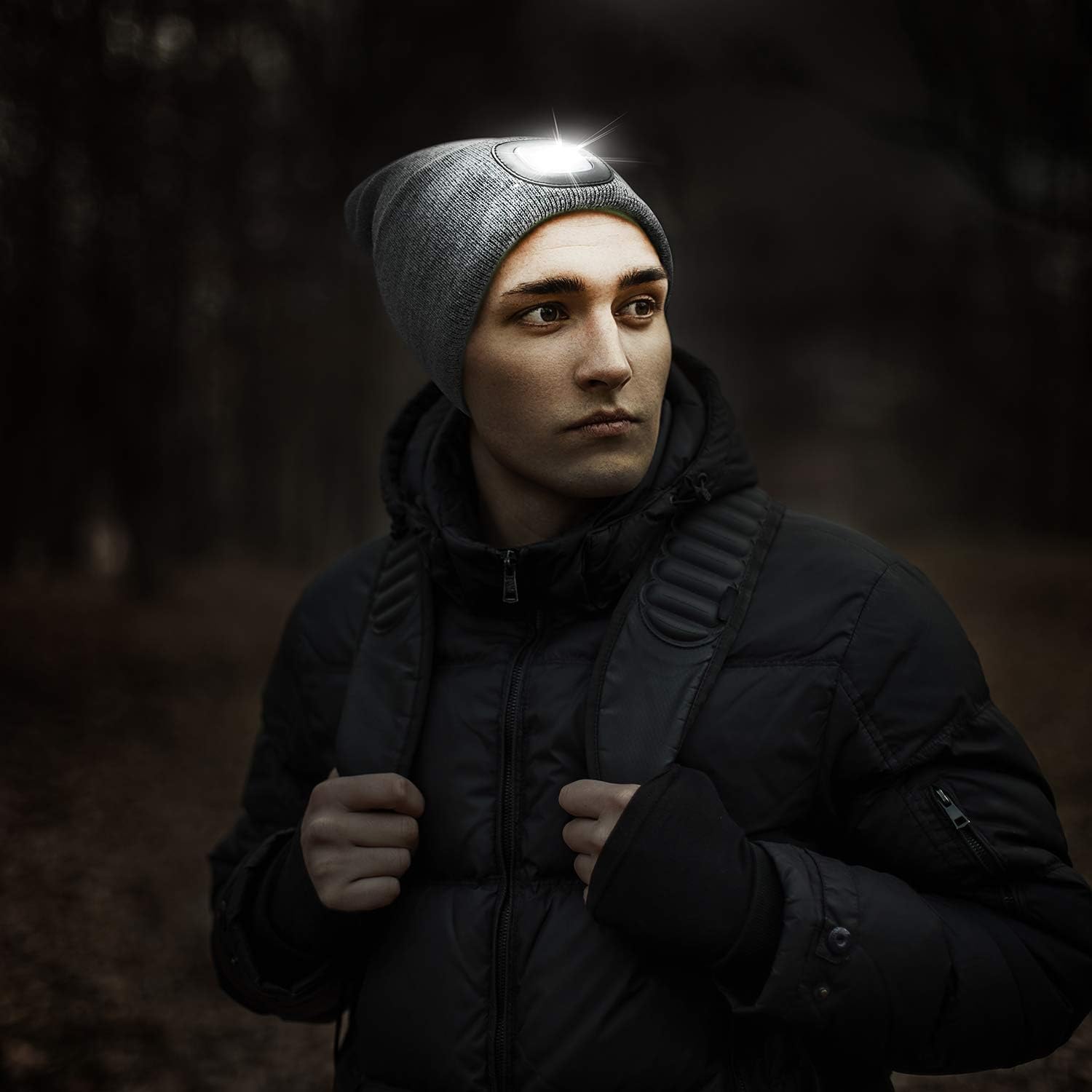 Unisex 4 LED Lighted Beanie Cap, USB Rechargeable Running Hat Super Bright Hands Free Headlight Torch, LED Hat for Running Hiking, Gifts for Dad Men Women - Image 8