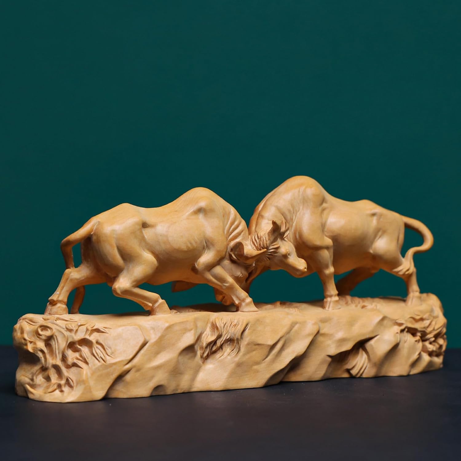 Bull Statue Feng Shui Wall Street Bull Statue,Miniature Boxwood Bull Home Decor, Stock Market Charging Bull Sculpture - Image 2