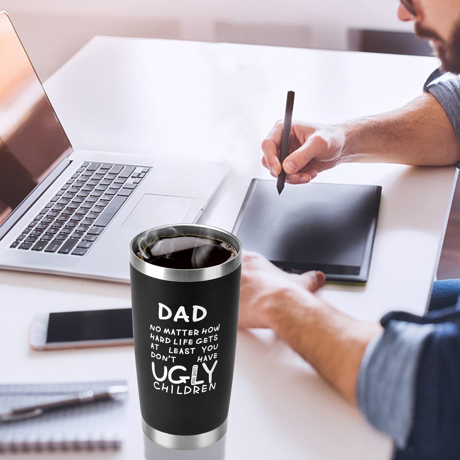 OEAGO Gifts for Dad Grandpa from Daughter Son,20 OZ Tumbler Travel Mug with Straws Lids,Dad Birthday Gifts for Men Husband,Secret Santa Presents for Christmas Anniversary - Image 7
