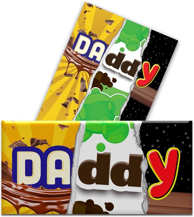 2-Pack Funny "Daddy" Chocolate Bar Wrappers – Novelty Joke Gift for Dad – Rude Father’s Day Gag Present – Hilarious Birthday or Christmas Secret Santa Stocking Filler (Wrappers Only)