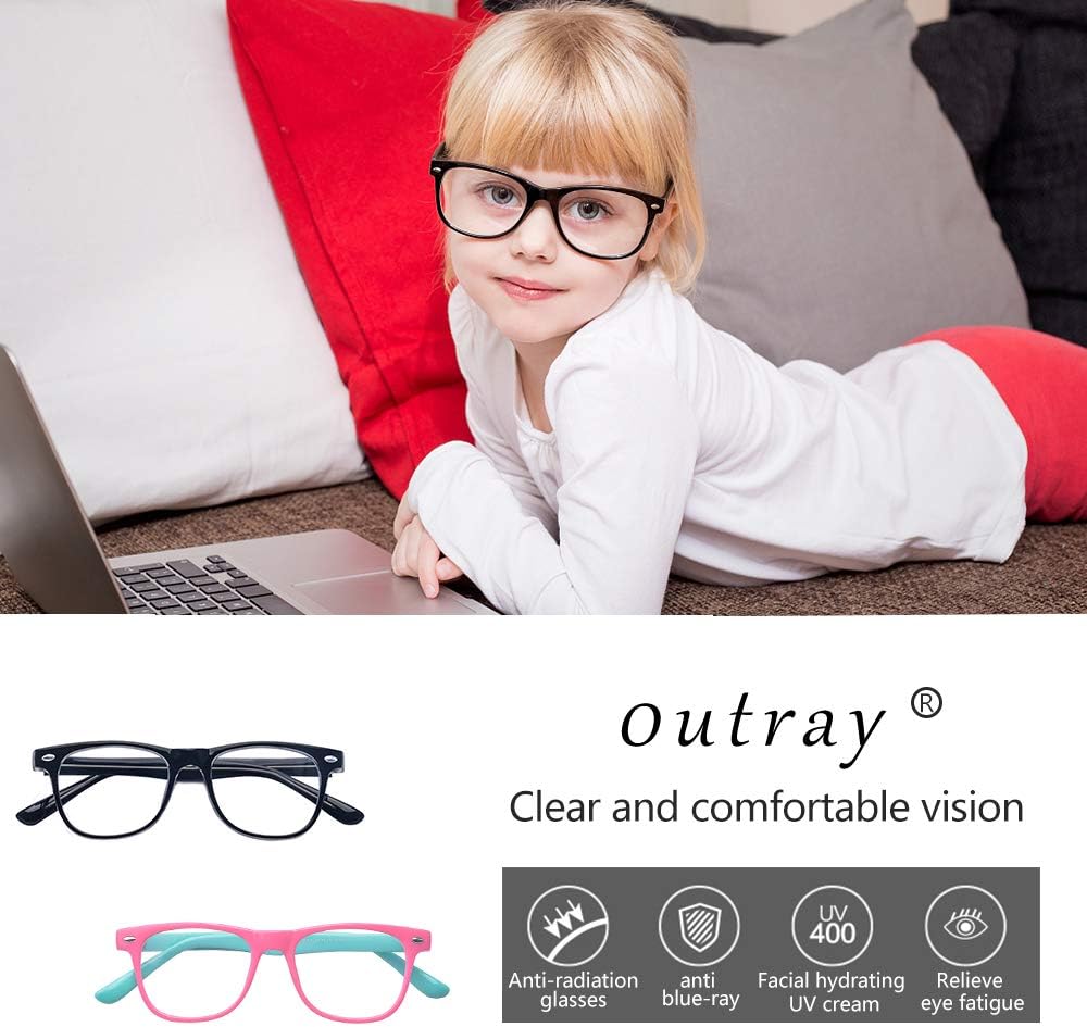 Outray 2 Pack Boys Girls Blue Light Blocking Glasses Square Eyeglasses Frame Computer Game Glasses for Kids/Teens 3-10 - Image 5
