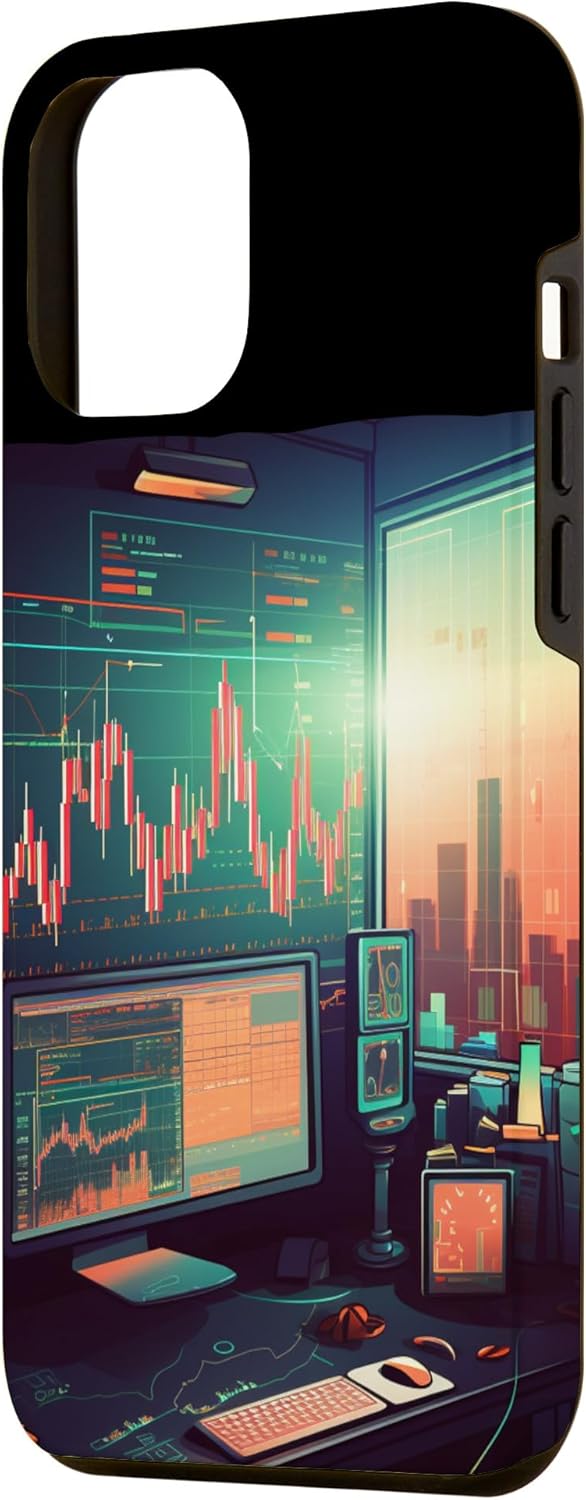 iPhone 15 Plus Cool professional Trader Desk for Stocks Charts Watcher Case - Image 2