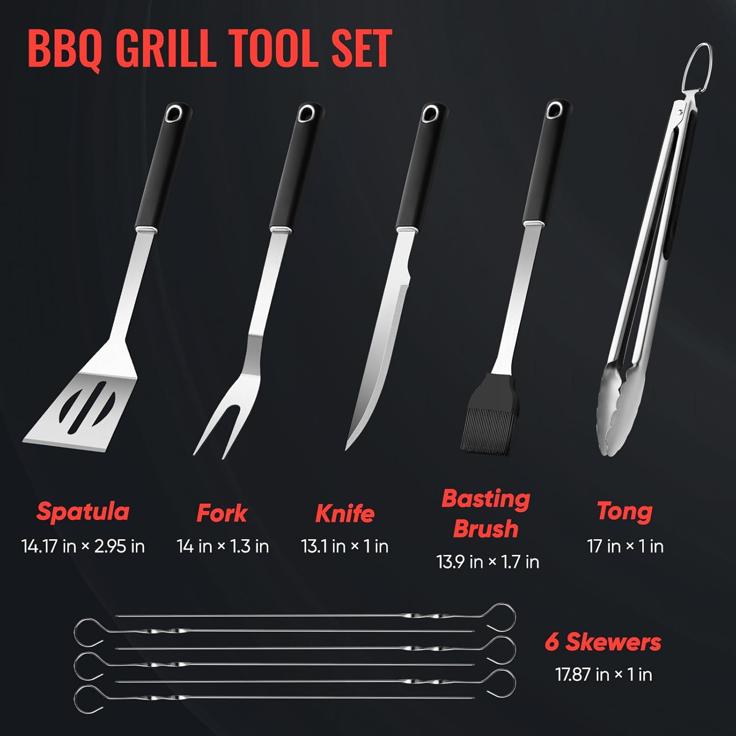 BBQ Accessories Grill Tools Set,Stainless Steel Barbecue Grill Accessories for Outdoor Grill,Professional Barbecue Utensils Grilling Accessories for Camping/Backyard,Grilling Gifts for Men (11PCS) - Image 7