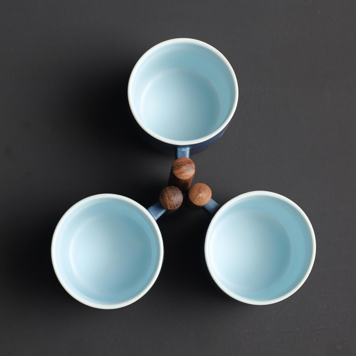 70ml Ceramic Espresso Cups with Wooden Handle, Set of 4, - Image 6