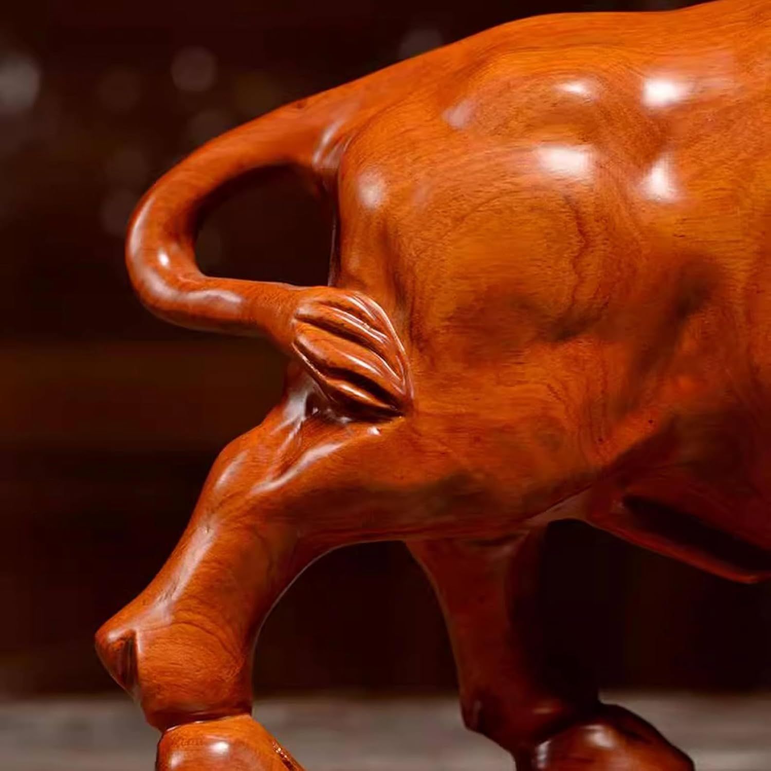 Bull Statue Stock Market Decor - Wood Wall Street Bull Desk Statue - for Stock Market Traders Investors Gift (yellow) - Image 5
