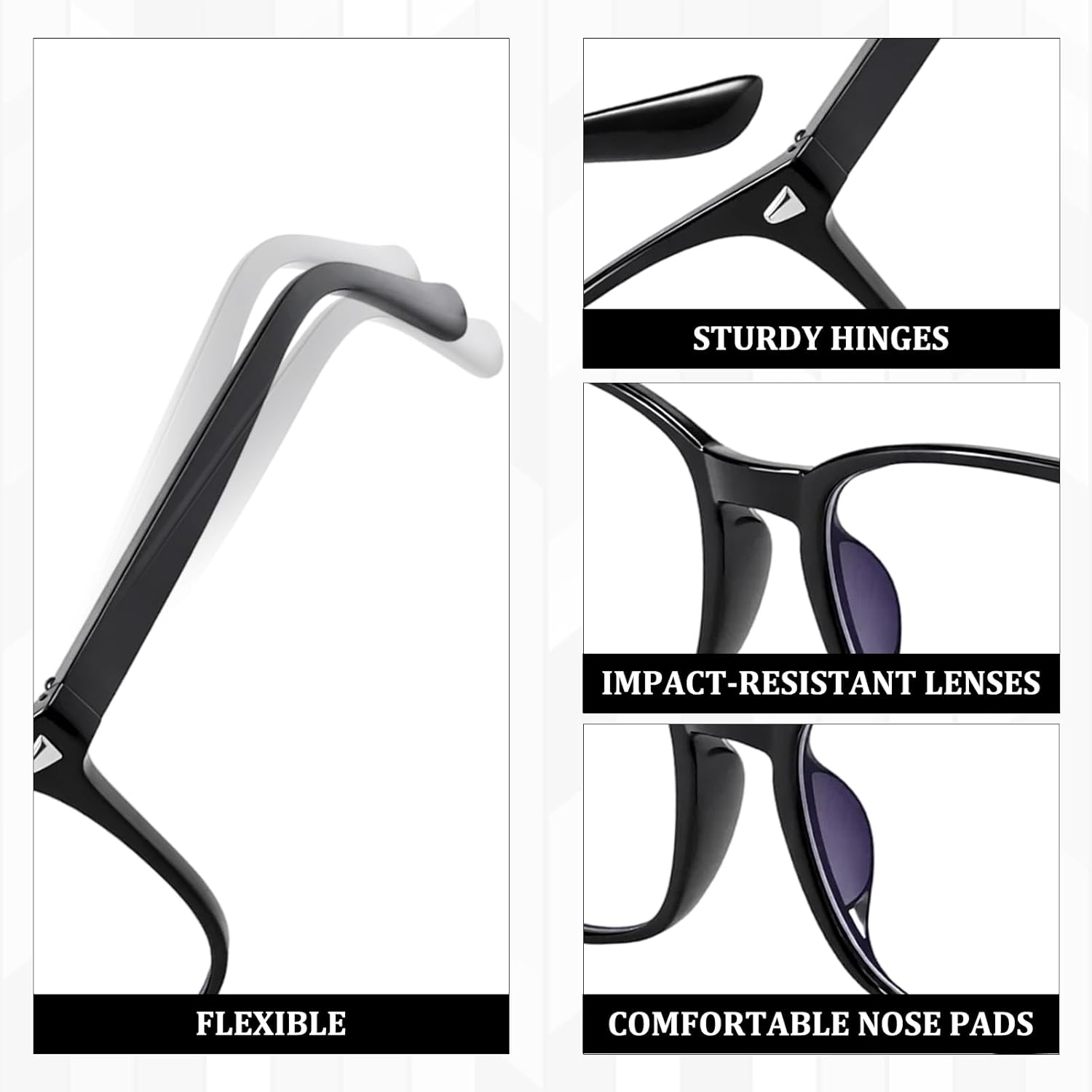 6PCS Blue Light Glasses Set, Fake Glasses, Blue Light Glasses Womens And Mens, With Cleaning Cloths, Fashionable Accessories For Computer Games, Office Work, Screen Use And Daily Outfits - Image 3